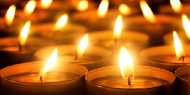 Candles glowing in the dark